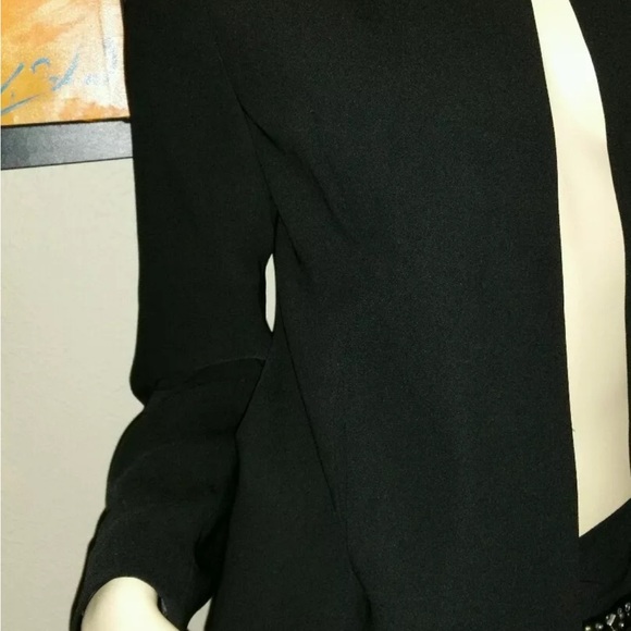 EILEEN FISHER BLACK TROPICAL SUITING WITH ECO POLY RNDNK STRGHT JKT  8 NEW $358 - Picture 4 of 11